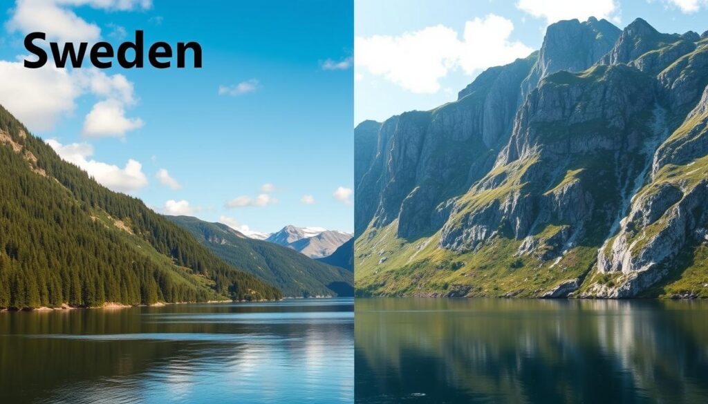 Schwedische und norwegische Fjorde Vergleich