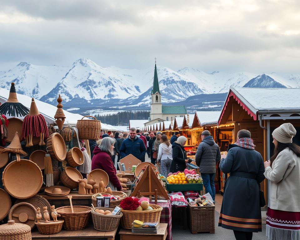 Jokkmokk Wintermarkt samisches Handwerk Jokkmokk Wintermarkt samisches Handwerk