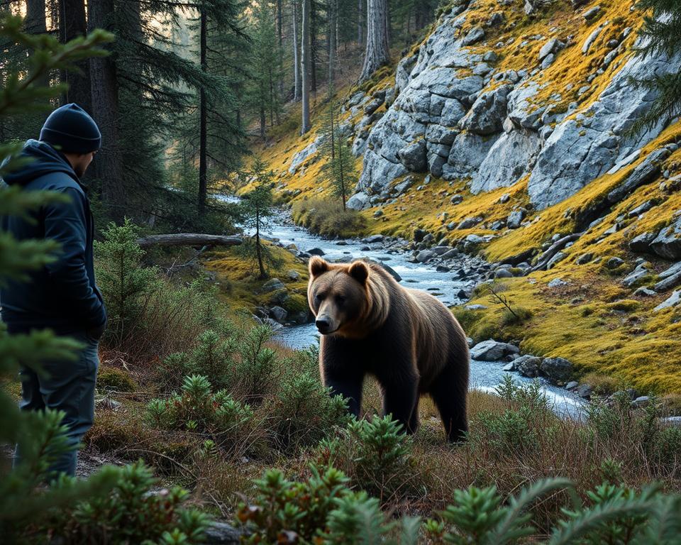 Mensch-Bär-Begegnung in schwedischer Wildnis