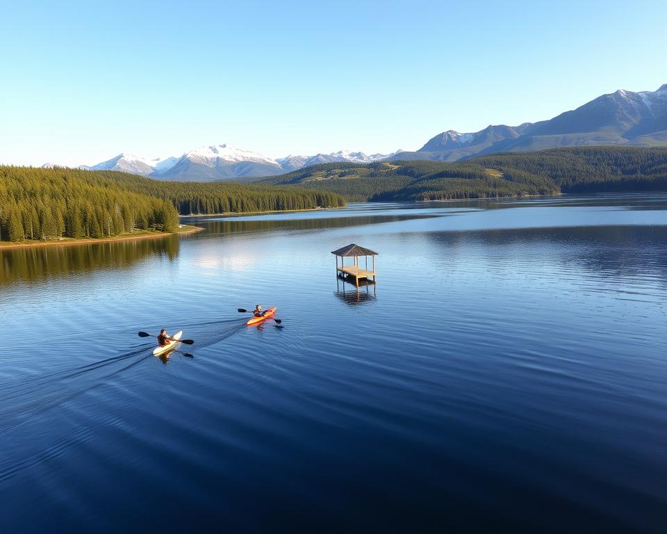Schwedische Seenlandschaft mit Wassersport Schwedische Seenlandschaft mit Wassersport