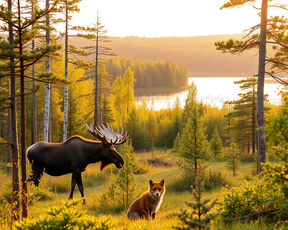 Schwedische Tierwelt in Naturlandschaft