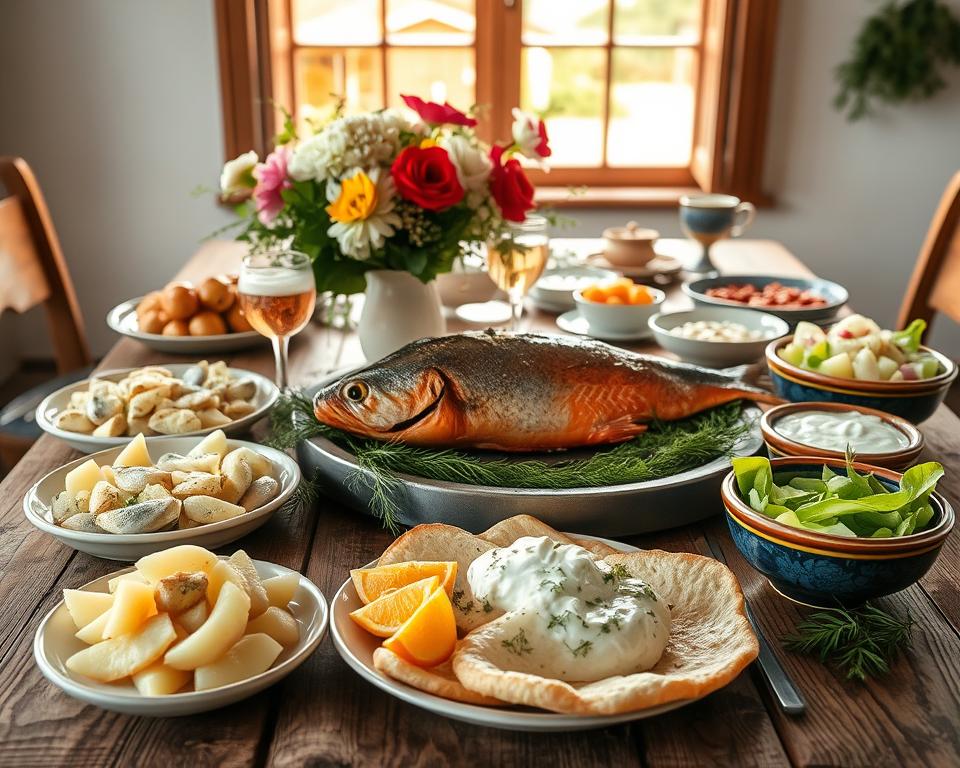 Traditionelles Mittsommer-Essen