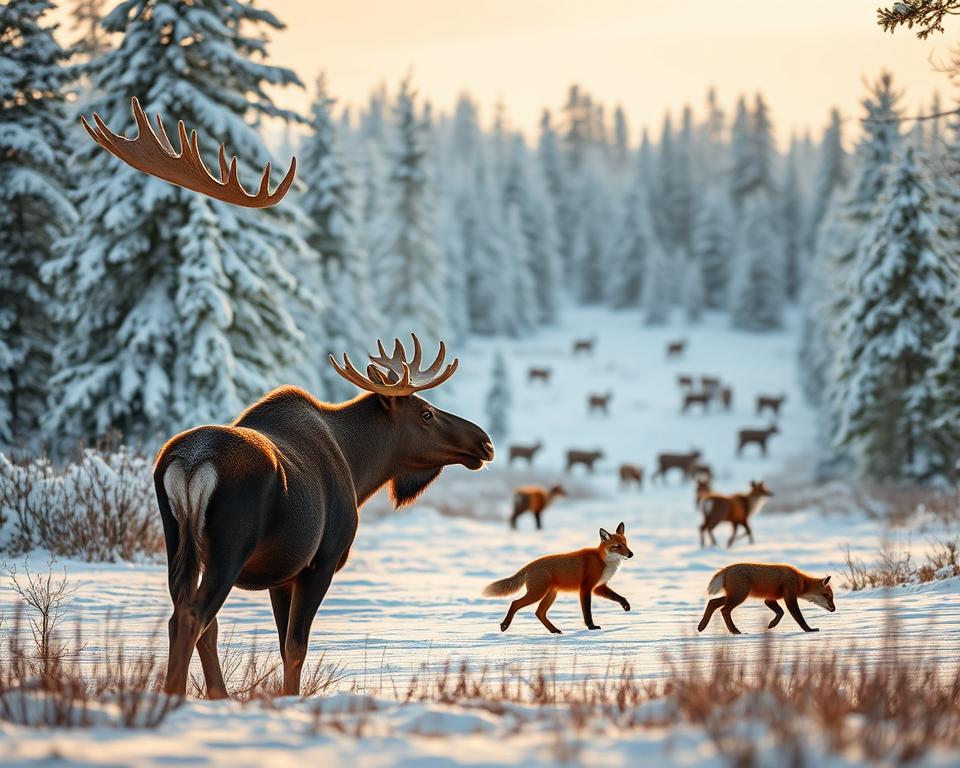 Winterliche Tierwelt in Schweden
