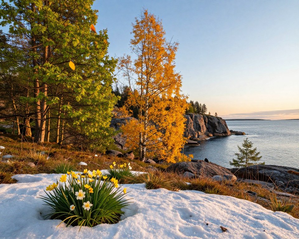 Jahreszeiten an der Höga Kusten in Schweden