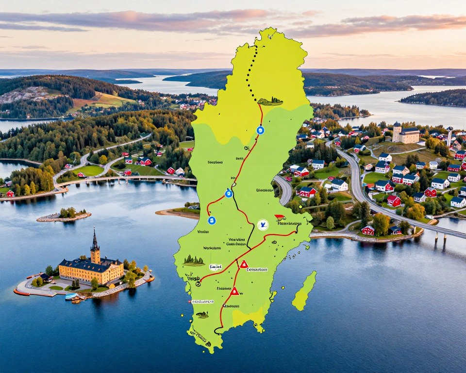 Schweden Reiseroute Landkarte