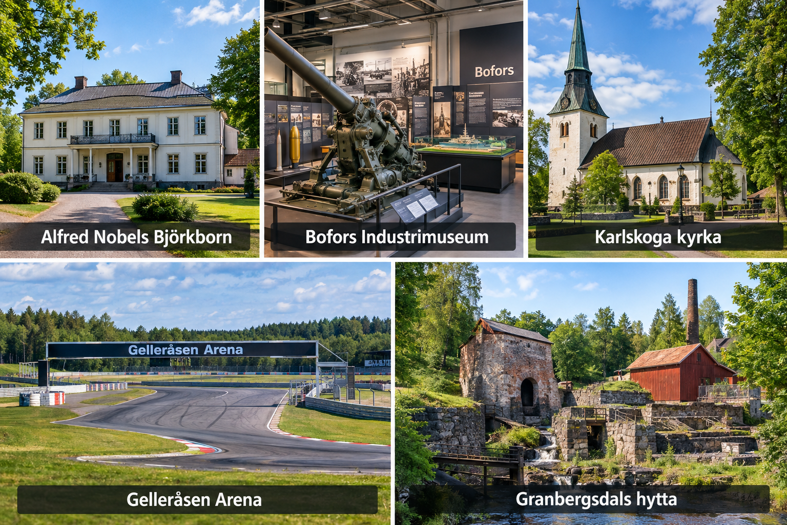 Bildcollage: Die schönsten Sehenswürdigkeiten in Karlskoga