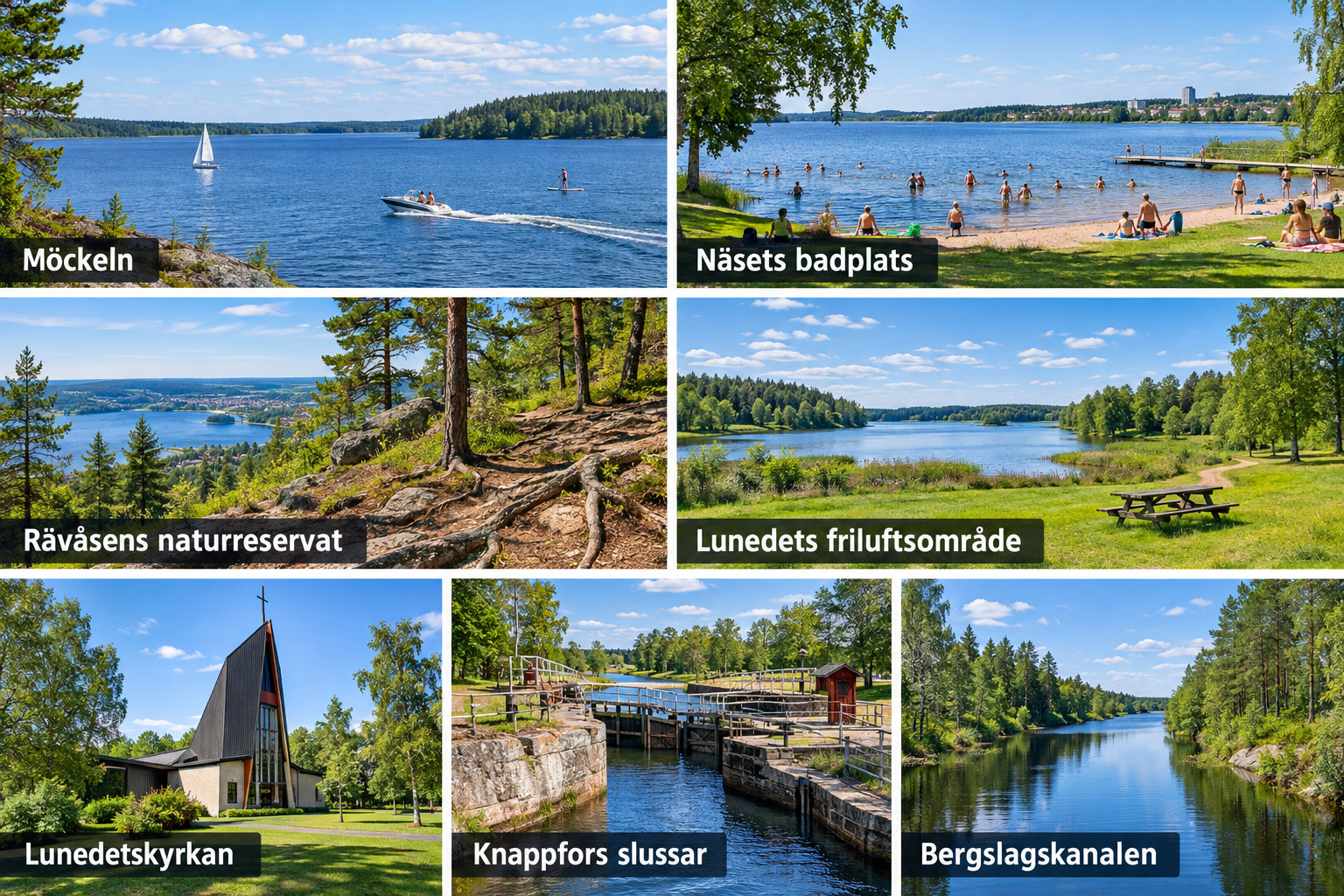 Bildcollage: Naturerlebnisse zwischen Möckeln, Rävåsen und Lunedet in Karlskoga