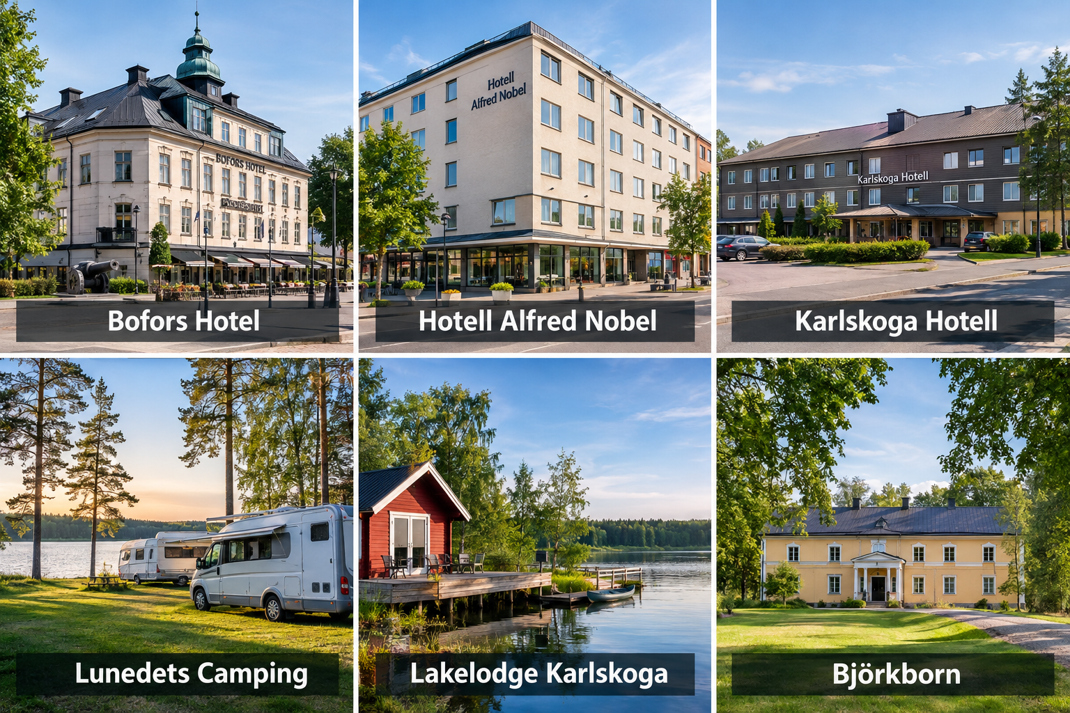 Bildcollage: Übernachten in Karlskoga