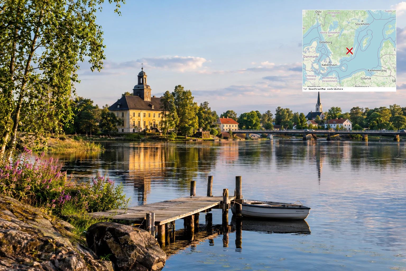 Reiseziel mit Lagekarte in Nybro, Schweden